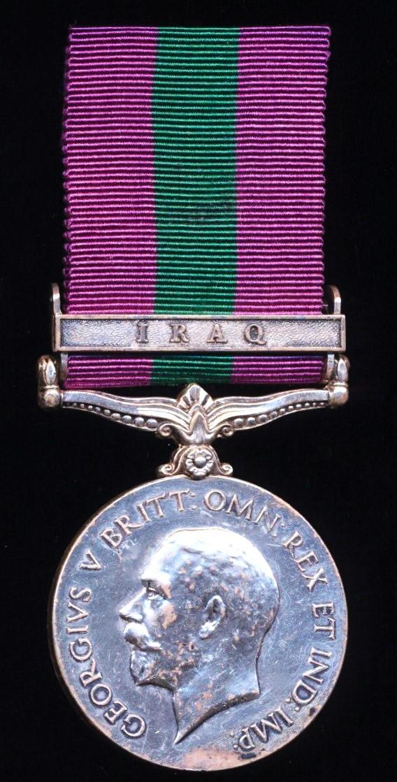 General Service Medal 1918, GV first issue with clasp 'Iraq' (45844 Pte. H. A. Rowe. D.C.L.I.)