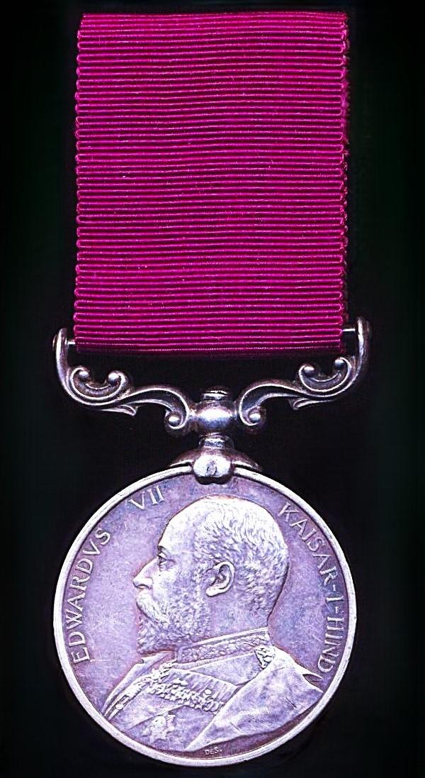 India Long Service and Good Conduct Medals. EDVII issue (1359 Naick Likal Singh 14th. P. of W. O. F. Sikhs.)