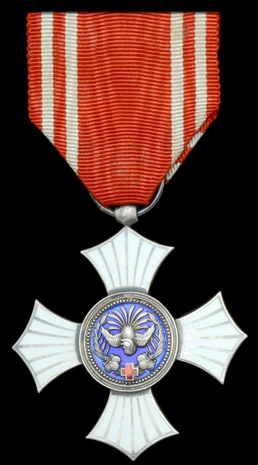 Japan (Empire): Red Cross Order. Silver grade Order of Merit. Silver & enamel breast badge