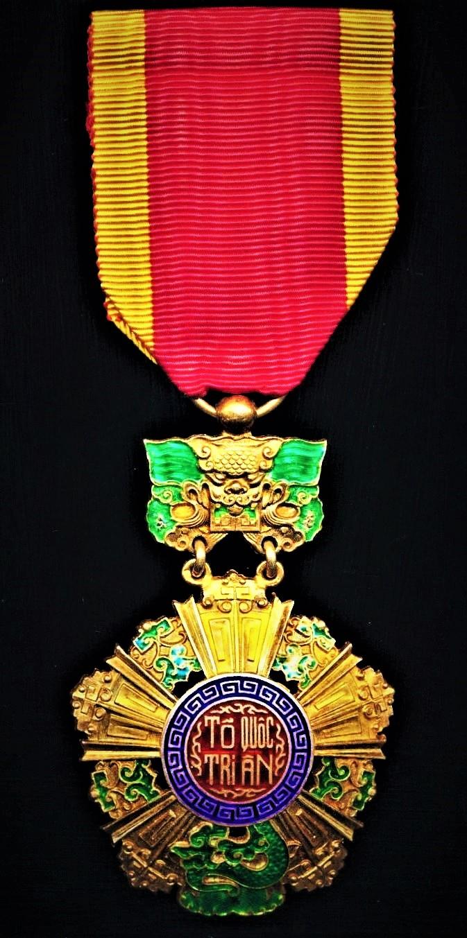 Vietnam (Republic of South Vietnam). National Order of Vietnam. 5th Class Knight. Breast badge. Gilt & enamel