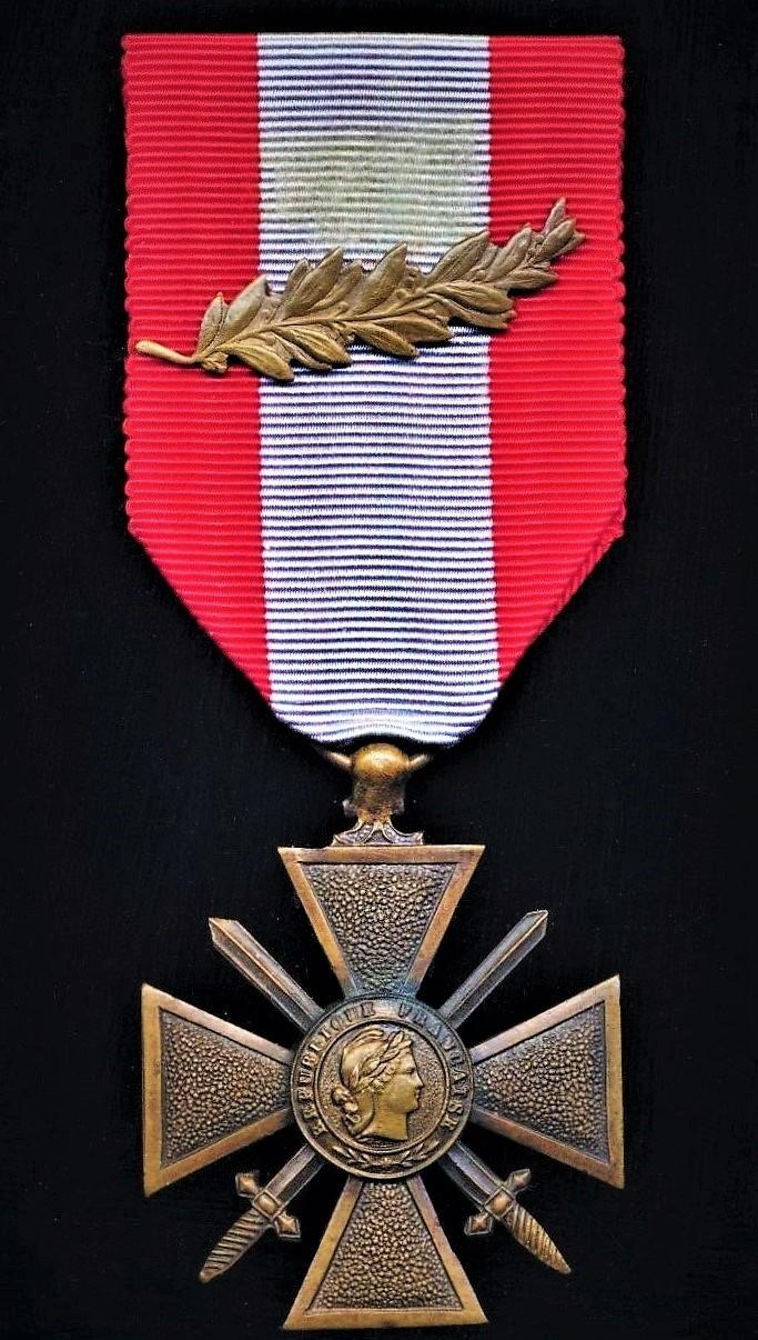 France: War Cross for Exterior Theatres of Operation (Croix de Guerre des Theatres d'Operations Exterieurs (T.O.E.). With 1 x 'Bronze Palm' citation emblem