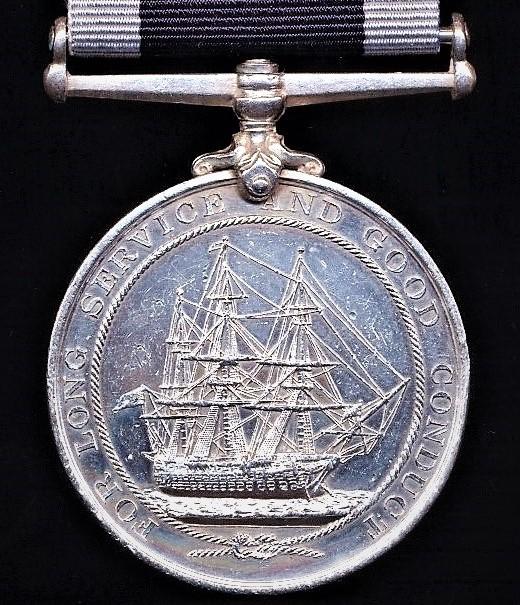 Naval Long Service & Good Conduct Medal. EDVII issue (143525 Alfred Osborne, Ch. Sto., H.M.S. Sapphire.)