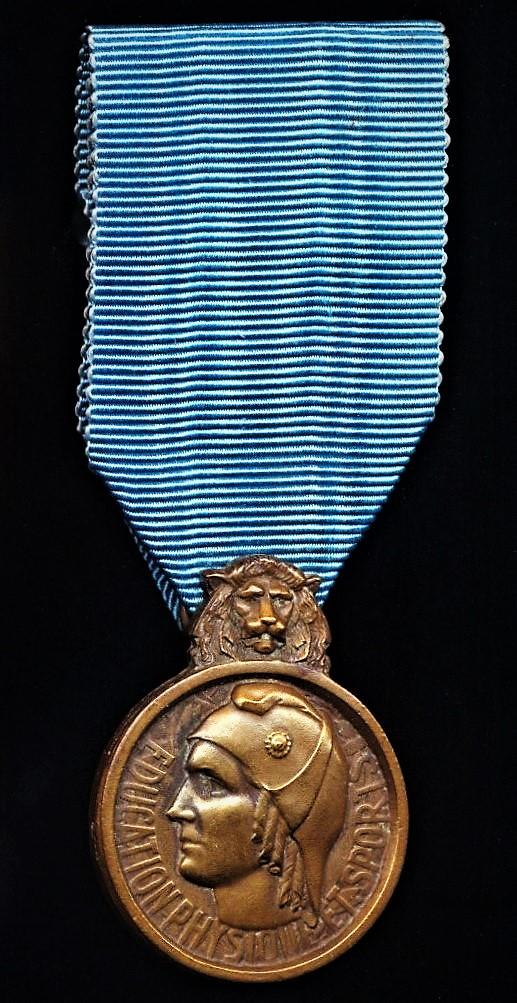 France: Medal of Honour for Physical Education (Médaille d'Honneur de l’Education Physique, bronze). Bronze. 1946-1956 issue