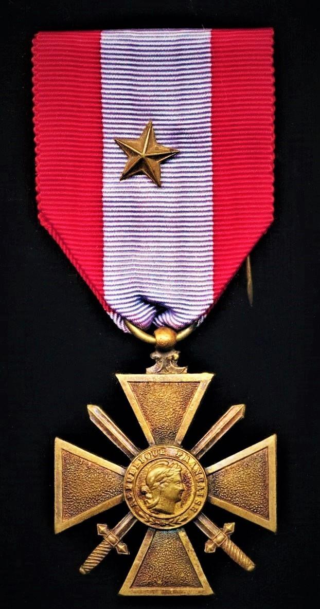 France: War Cross for Exterior Theatres of Operation (Croix de Guerre des Theatres d'Operations Exterieurs (T.O.E.)). With 1 x 'Bronze Star' citation emblem
