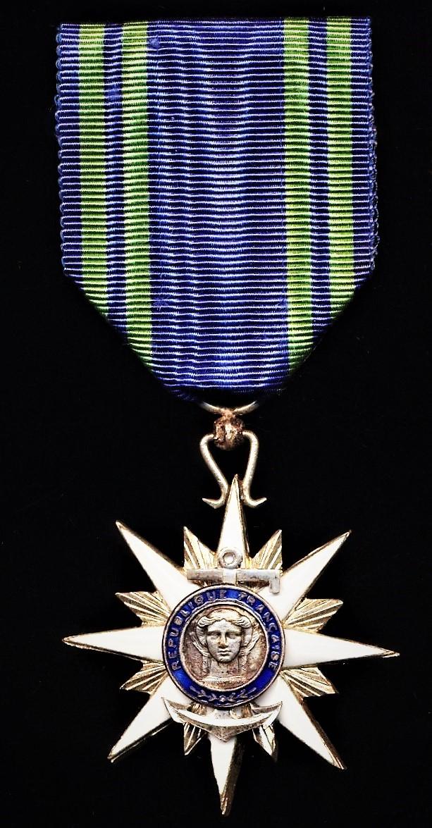 France: Order of Maritime Merit (Ordre Du Merite Maritime). 3rd Class 'Knight' silvered & enamel breast badge