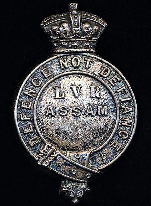 British India: Lakhimpur Volunteer Rifles. Silver / Silvered. Officers cap badge (Circa 1882-1888)