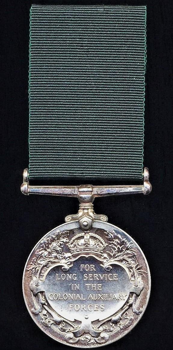 Colonial Auxiliary Forces Long Service Medal: GV issue. Un-named
