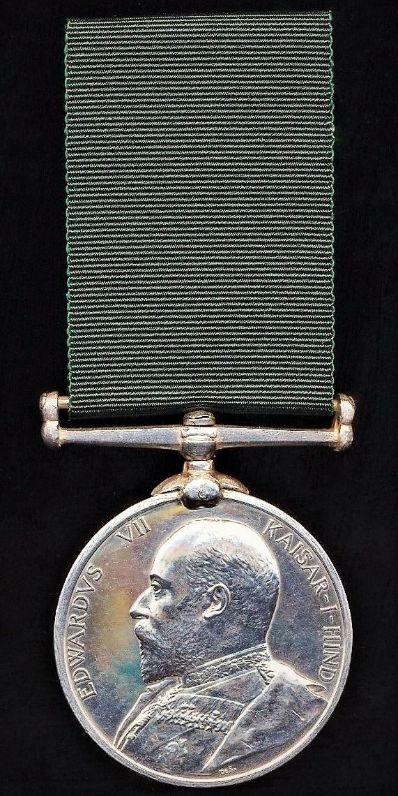 Volunteer Long Service Medal (India & the Colonies). EDVII issue (Sergt D J Macintosh Assam Vlly Lt Horse)
