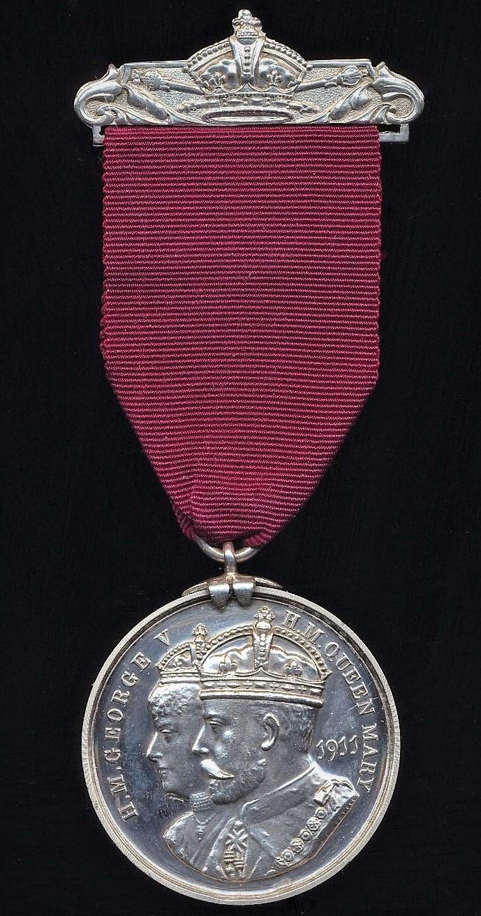 Scotland: Burgh of Monifieth (Forfarshire) Coronation Medal 1911. The hallmarked silver medal with integral ornate top brooch bar