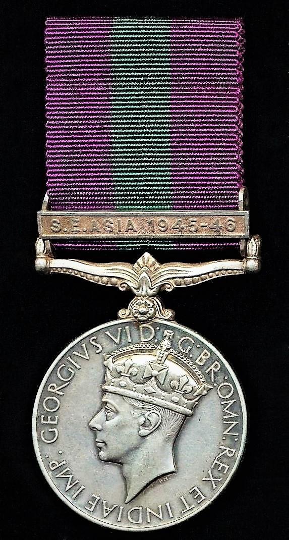 General Service 1918-62, 1 clasp, S. E. Asia 1945-46 (28734 L/Nk. Mohan Lal, 14 Bn., F.F. Rif.)