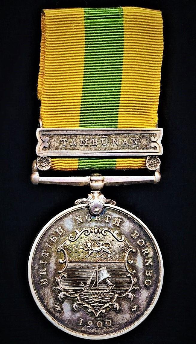 British North Borneo Company Medal 1900. Silver issue with clasp 'Tambunan'