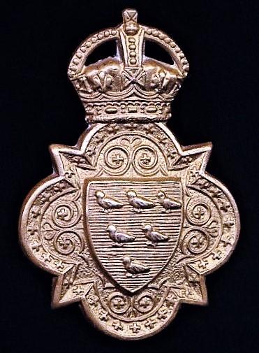 Sussex Imperial Yeomanry: Cap badge with Imperial Crown. Gilding metal. Circa 1899-1908