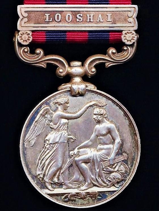 India General Service Medal 1854-95. Silver issue with clasp 'Looshai'