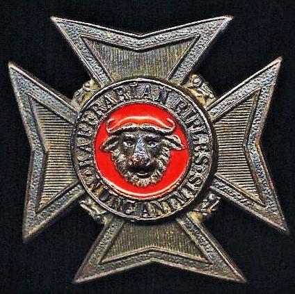 Republic of South Africa: Kaffrarian Rifles. Bronze metal & enamel cap badge