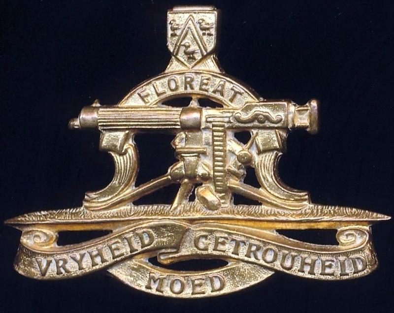Union of South Africa: Regiment President Steyn. Gilding metal collar & or beret badge