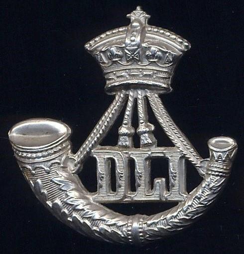 Durham Light Infantry. Queen Victoria crown. White-metal cap badge
