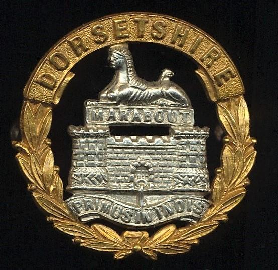 Dorsetshire Regiment. Queen Victoria era bi-metal cap badge