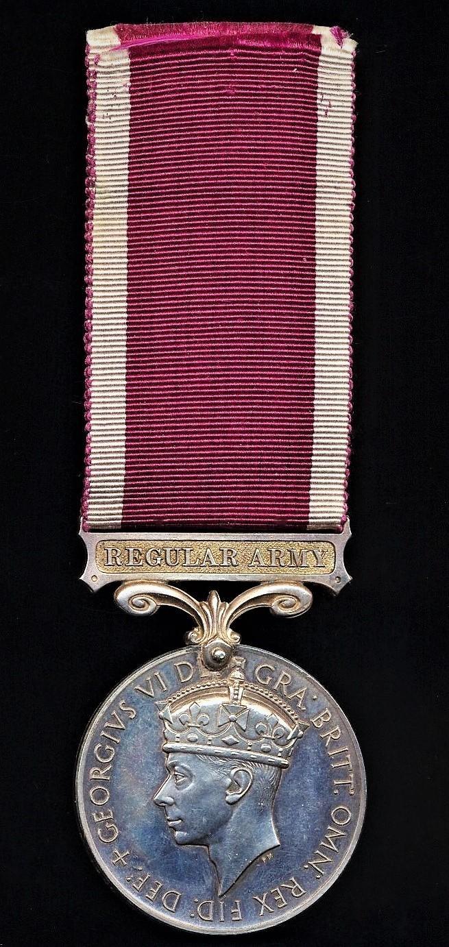 Military Long Service & Good Conduct Medal. GVI, second issue with 'Regular Army' bar (794965 W.O. Cl. 2 E. H. W. K. Cole. R.E.M.E.)