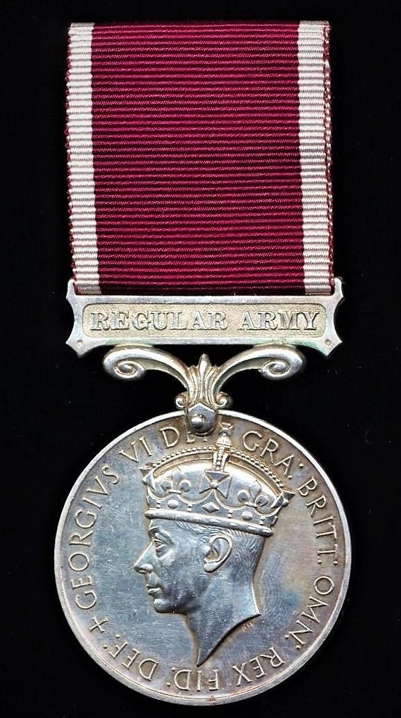 Military Long Service & Good Conduct Medal. GVI, second issue with 'Regular Army' bar (7587461 Sgt. W. E. Bishop. R.E.M.E)
