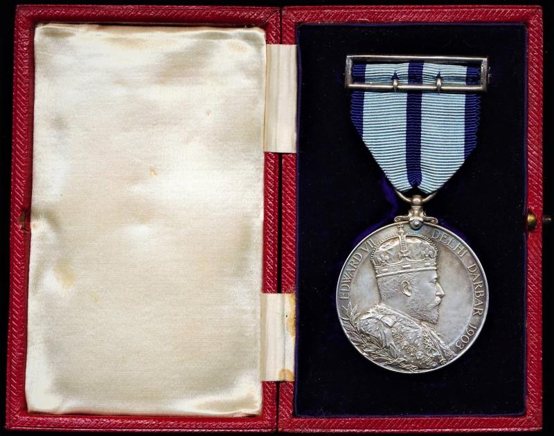 Delhi Durbar Medal 1903. With integral silver riband buckle complete with fittings, as issued
