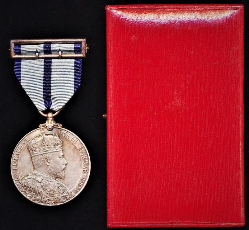 Delhi Durbar Medal 1903. With integral silver riband buckle complete with fittings, as issued