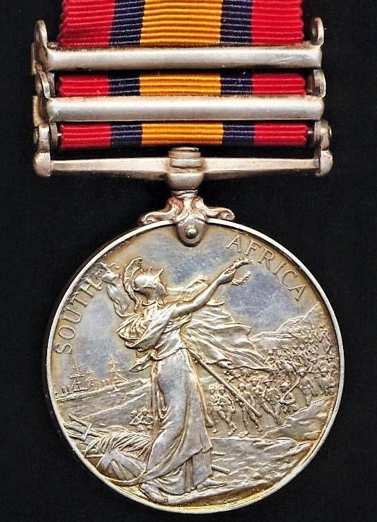 Queens South Africa Medal 1899-1902. Silver issue with 2 x clasps 'Natal' & 'Transvaal' (2031 Gnr: J. Paris, Edin: Coy: R.G.A.)