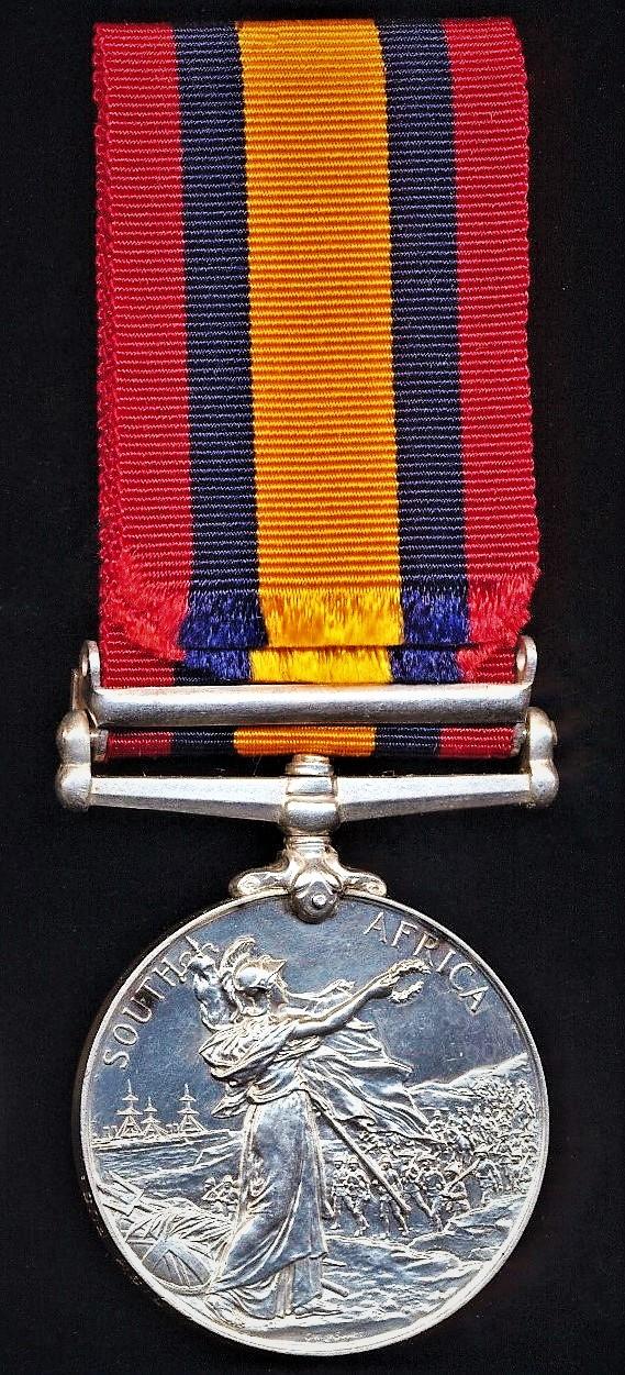 Queens South Africa Medal 1899-1902. Silver issue with clasp 'Natal' (3387 Pte J. Hughes, Rl. Irish Fus:)