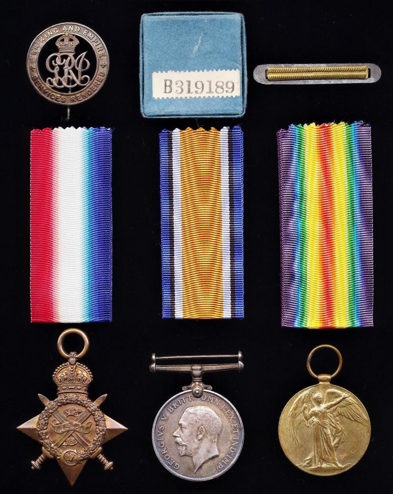 A Great War Battle of the Somme 'Casualty' medal and wound insignia group of 3 x medals & 2 x badges: Private Albert Butchers 3rd Battalion East Kent Regiment, late 2nd Battalion Rifle Brigade