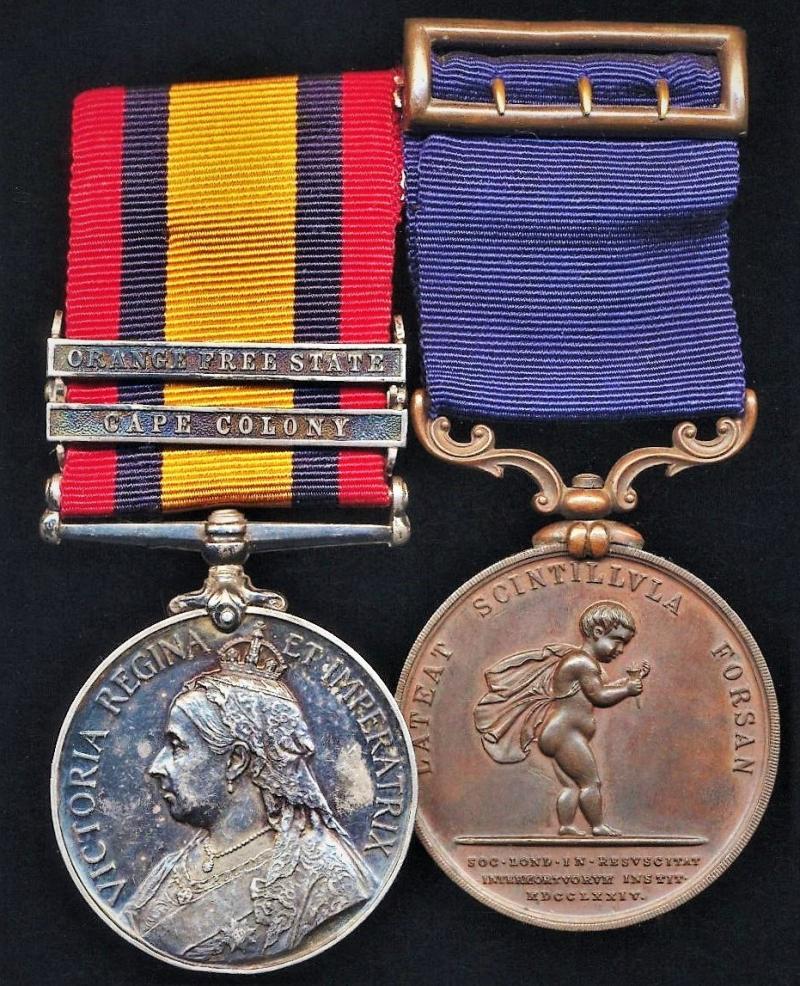 An 'Architects' South African War & Civilian life saving medal pair: Private John Wilson Tait, 1st Volunteer Service Company late 1st Volunteer Battalion Gordon Highlanders