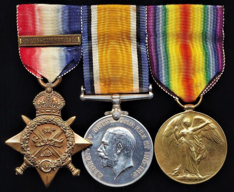 An 'Old Contemptibles' 1914 Star 'Casualty' campaign medal group of 3: Three: Private Arthur Henry Lewin, 1st Garrison Battalion Suffolk Regiment, late 1st Battalion Middlesex Regiment