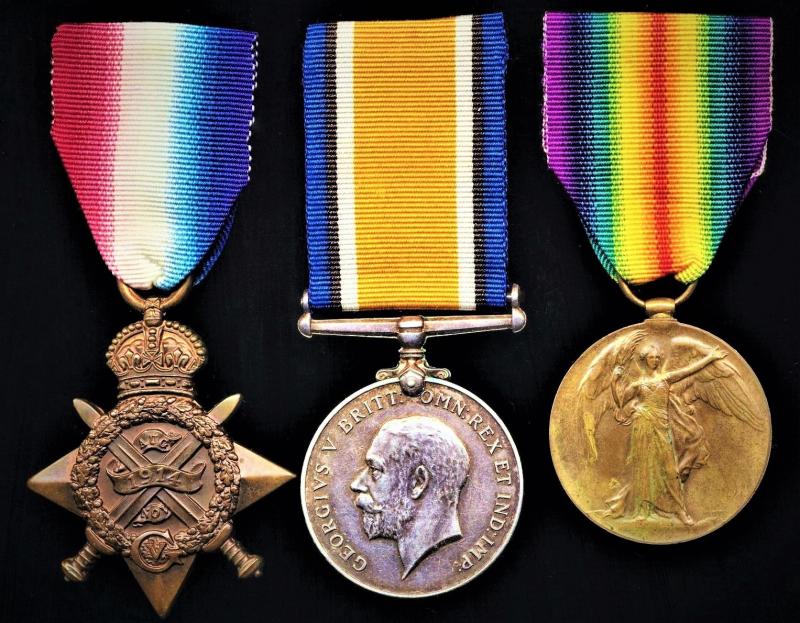 An '1914' casualty's campaign medal group of 3: Private Thomas Laws, 1st Battalion Royal Scots Fusiliers
