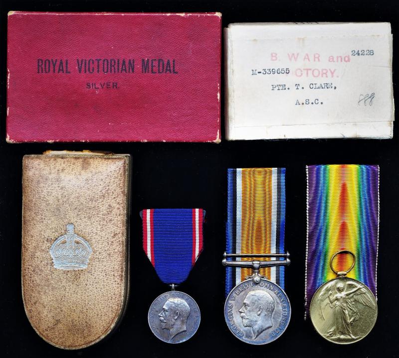 Chauffer to the Prince of Wales - the future Edward VIII - ‘Royal Tour of India’ Royal Victorian Medal group of 3: Chauffer Thomas Ferguson Clare, Crossley Motors late Army Service Corps