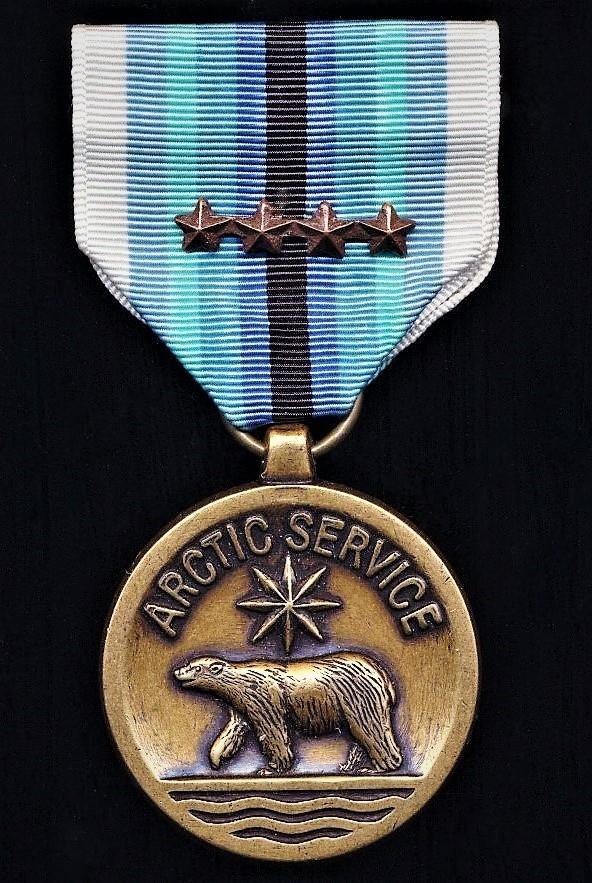United States: Coast Guard Arctic Service Medal. With 4 x 'Bronze Star' emblems