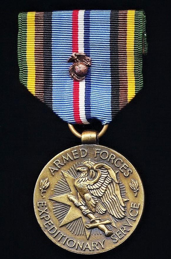 United States: Armed Forces Expeditionary Service Medal. With 'Marine Corps' device on riband
