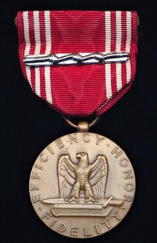 United States of America: Army Good Conduct Medal. Type II. With 'Silver' further service bar with '3 x Knots'