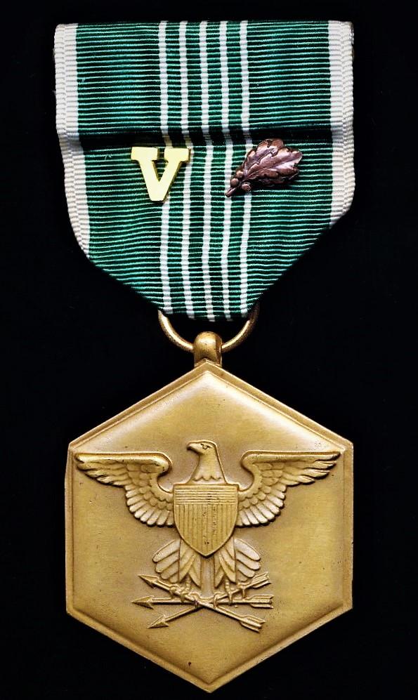United States: Army Commendation Medal (Instituted 1945). With bronze combat 'V' & 'Oakleaf cluster' emblems