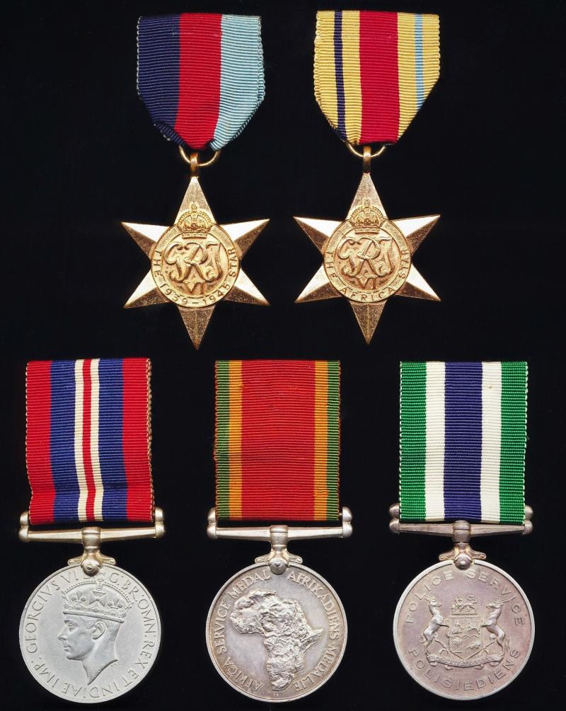 An Afrikaner Policeman's Second World War campaign and long service medal group of 5: Constable D. J. J. Furstenburg, South African Police, late South African Police Battalion Union Defence Force