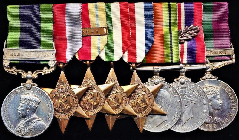 A very scarce 'Mohmand' & 'Near East' British Army multi-medal campaign medal group of 8: Major E. F. King, Royal Corps of Signals