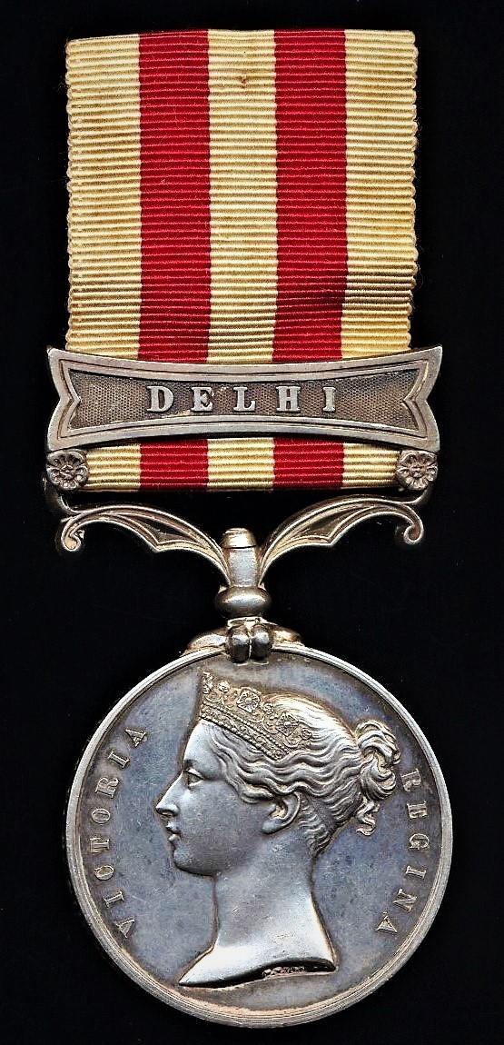 Indian Mutiny Medal. With clasp 'Delhi' (Gunr C. B. Sunderland, 3rd Bn Bengal Art.)
