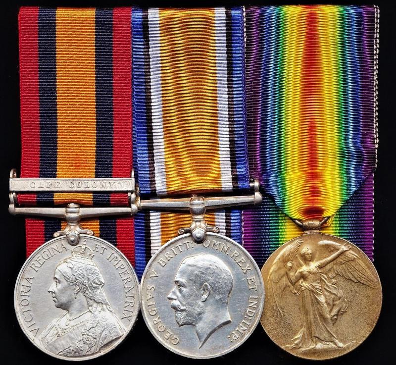 A 'Matelot's' South African & Great War campaign medal group of 3: Able Seaman Henry William Pursell, H.M.S. Calypso, late H.M.S. Barrosa, Royal Navy