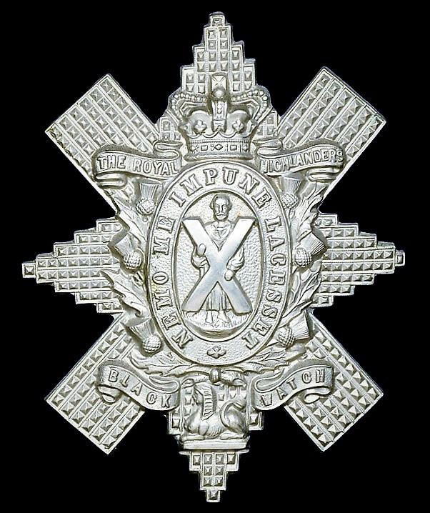 Royal Highlanders (Black Watch): White metal 'Glengarry Badge'. With 'Victorian' crown. Circa 1890-1902