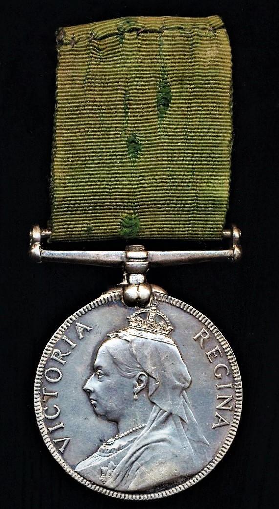 Volunteer Force Long Service Medal. Victorian issue with 'Victoria Regina' obverse legend
