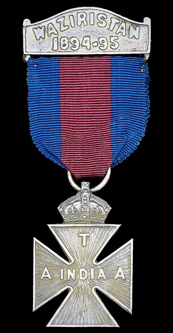 Army Temperance Association India: Seven Year Medal (ATAI.7) 'The Havelock Cross', with top bar campaign clasp 'Waziristan 1894-95'