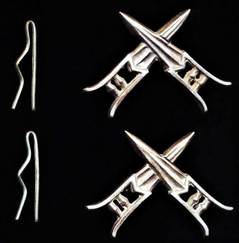 British Indian Army: 13th Raputs. Pair of 'Officer's silver or silver plated (not h/m) regimental collar badges, worn 1903-1922