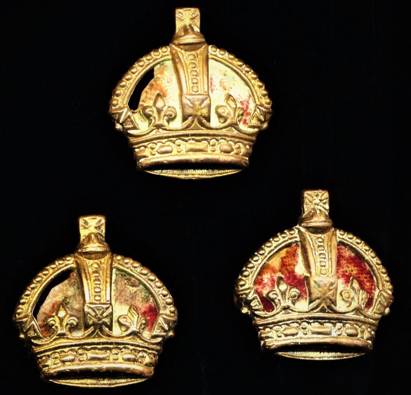 Auxiliary Force India / British Indian Army: 3 x brass 'Major's' rank insignia 'Crown's'