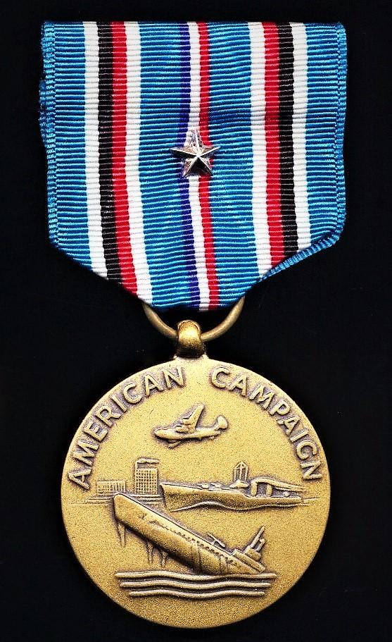 United States: American Campaign Medal. With silver 'Service Star' on riband
