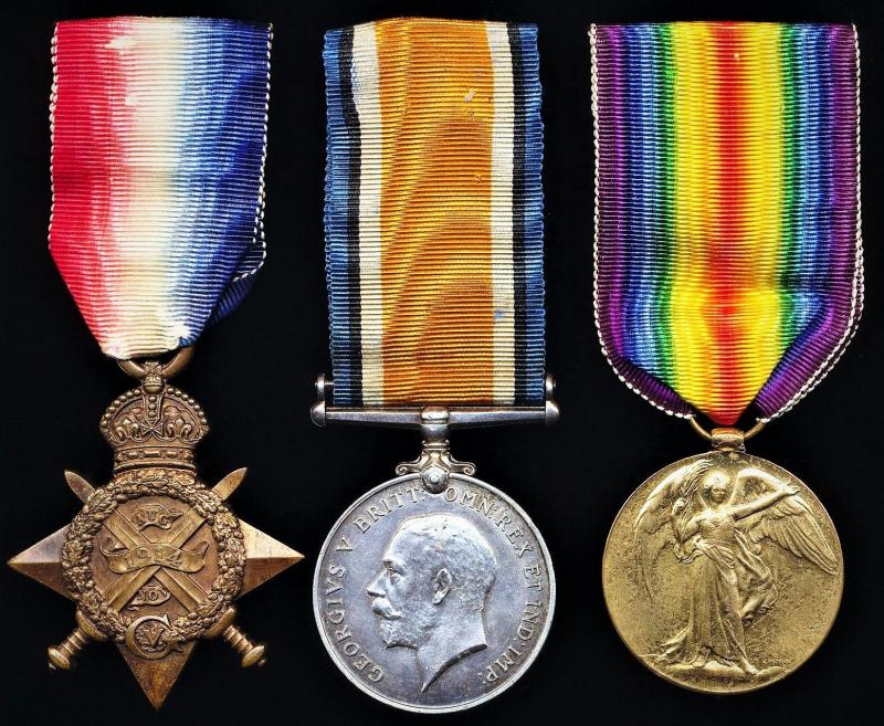 A Jock 'Casualty' & 1914 campaign medal group of 3: Private James Hosie, 1st Battalion Gordon Highlanders