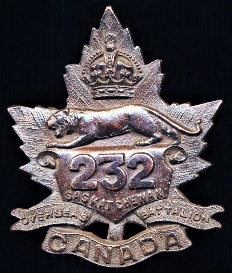 232nd (Saskatchewan) Battalion, Canadian Expeditionary Force: Bronze glengarry cap badge