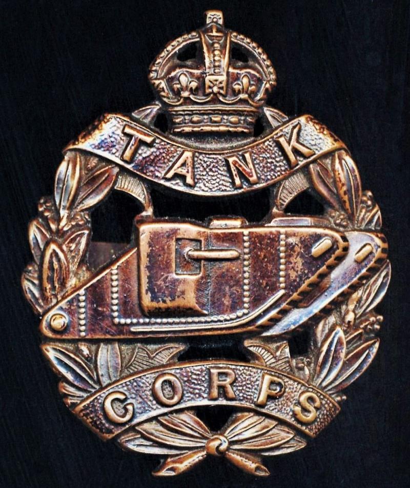 Tank Corps: Cap badge. Bronze Officers (OSD) Cap Badge. Circa 1917-1923
