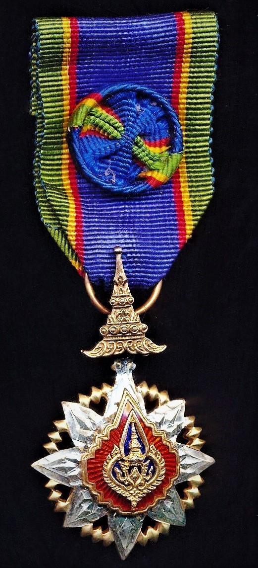 Thailand: Order of the Crown. 4th class 'Officer' breast badge. Silver gilt & enamel